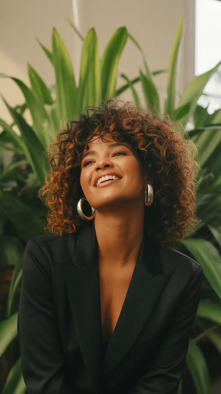 hairstyle black women 2026 Curly Shag With Caramel Glow