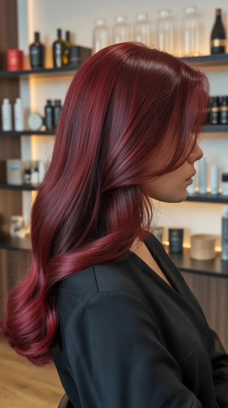 cherry red hair color 2026 Sleek Salon Finish with Sculpted Depth
