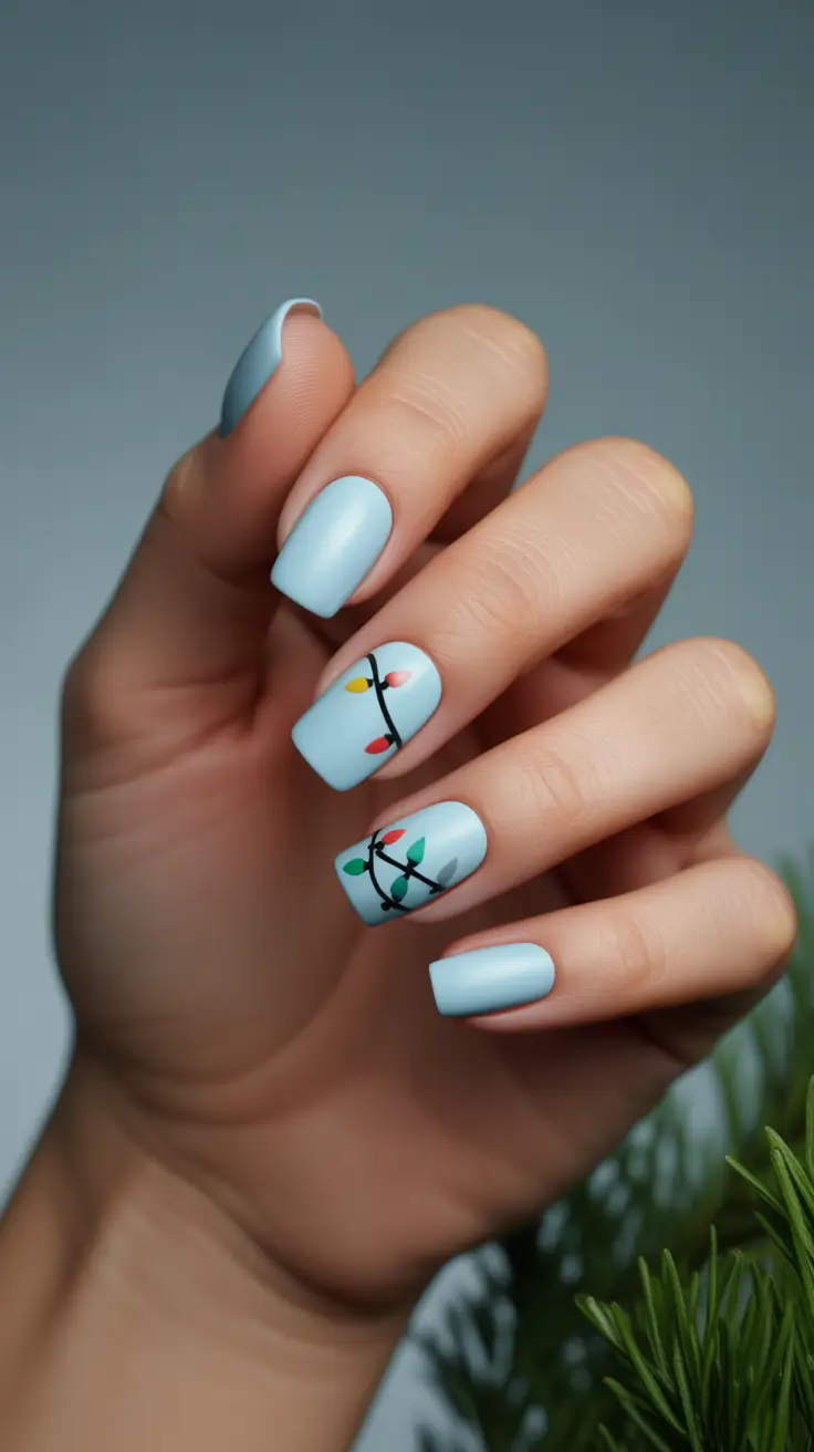 easy christmas nails 2025 Frosty Lights