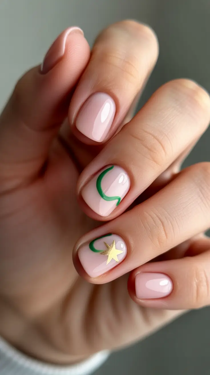 easy christmas nails 2025 Golden Star Magic