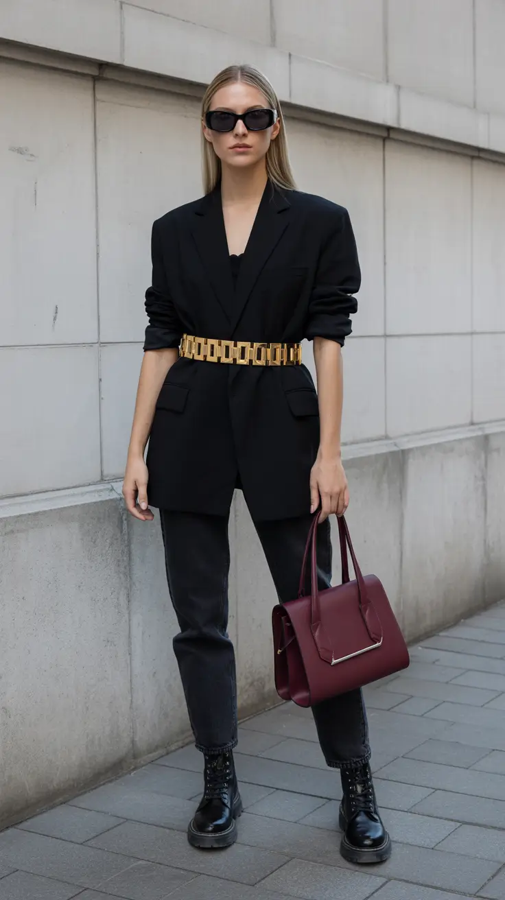 going out outfits 2026 Gold Geometry & Power Lines