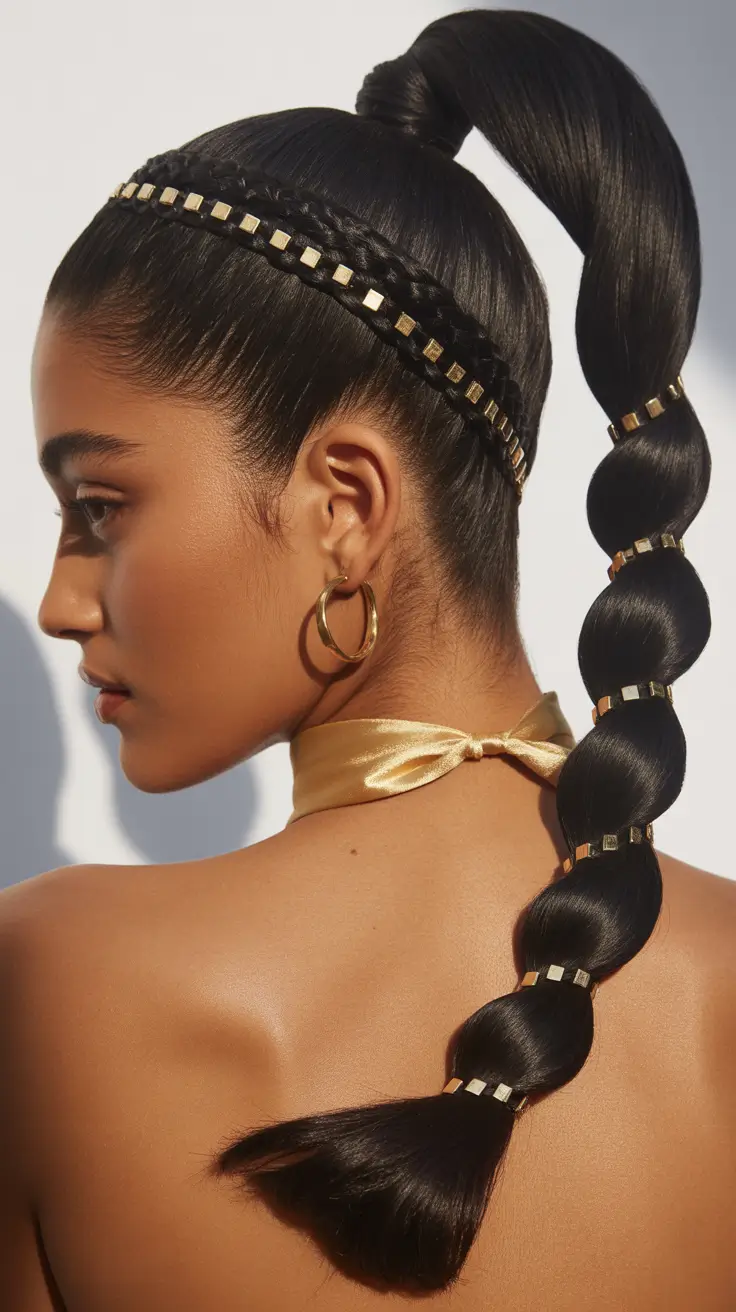 golden braids ponytail hairstyle 2026