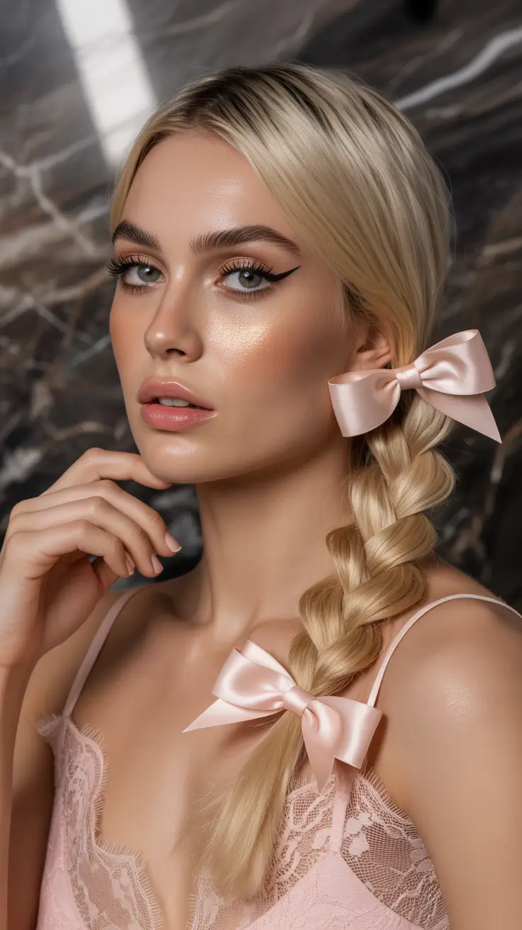 cute braids hairstyle 2026 with ribbon