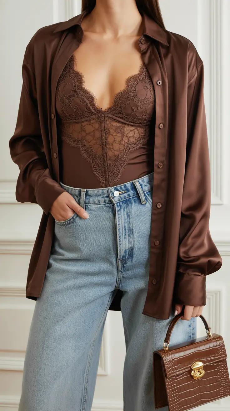 jeans outfits 2026 Chocolate Chic