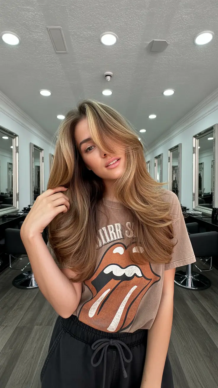 haircuts for long hair 2026 Modern Blowout Layers with Soft Fringe