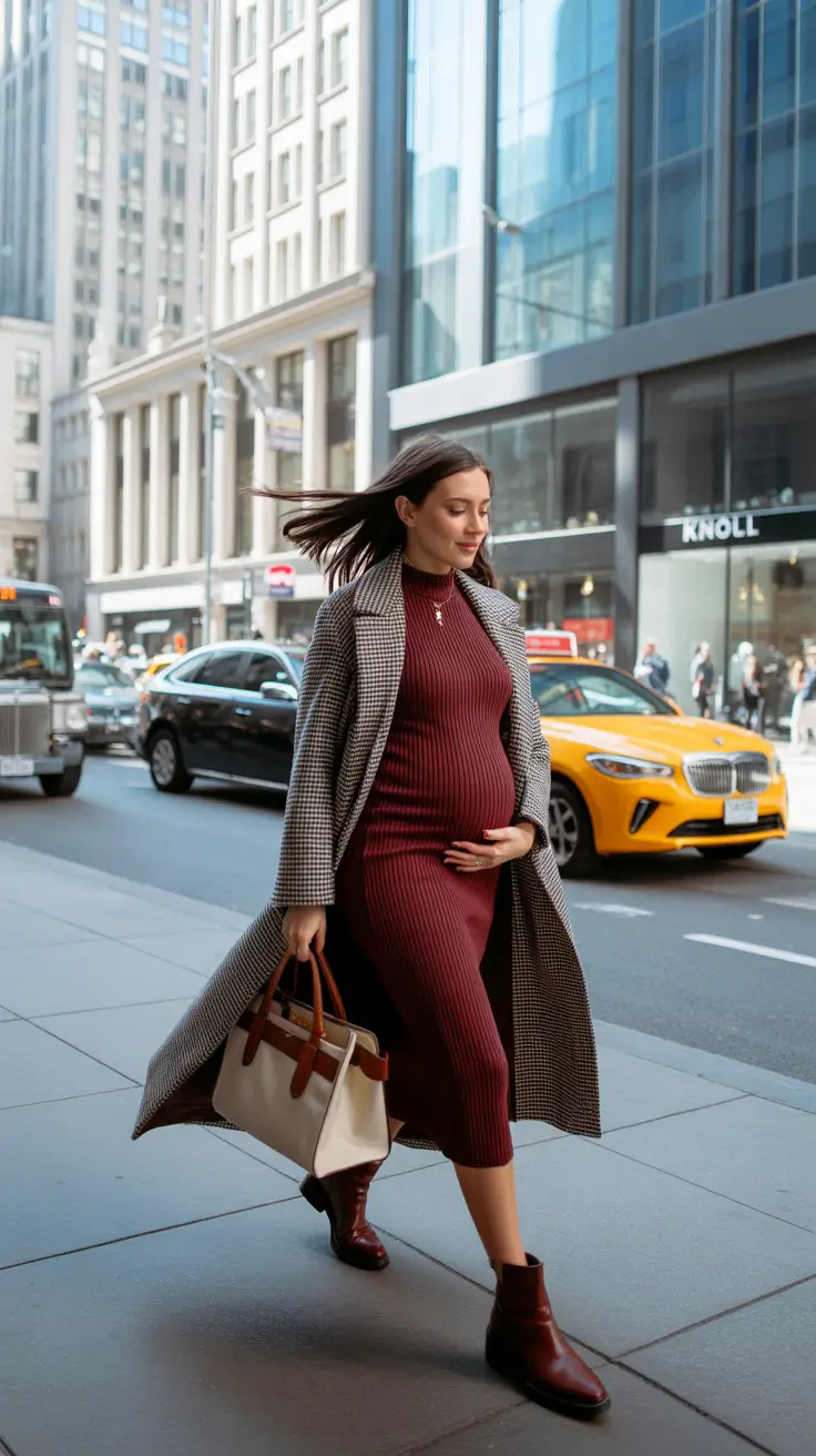 pregnancy outfits 2026 Wine City: Elevated Autumn Layers