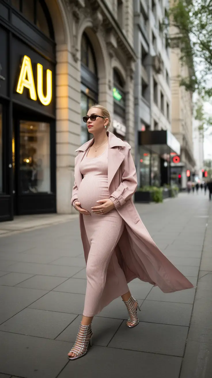 pregnancy outfits 2026 Blush Grace: Romantic Urban Energy