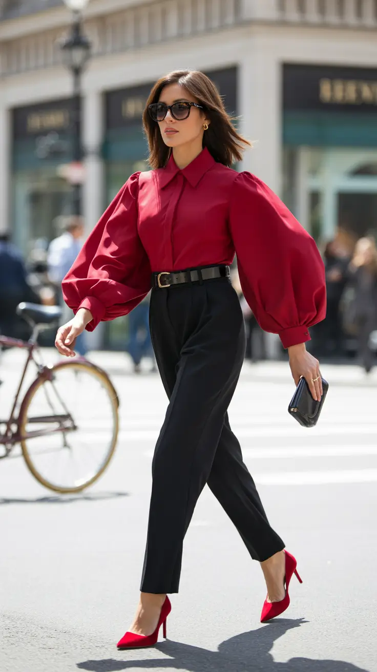 business casual outfits 2026 Red Power Refined Confidence