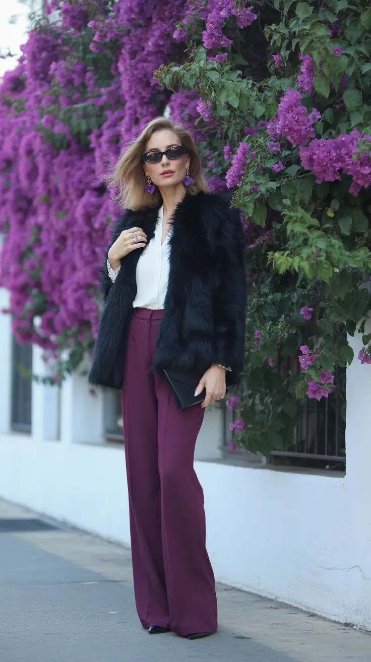 business casual outfits 2026 Plum Sophistication with a Touch of Drama