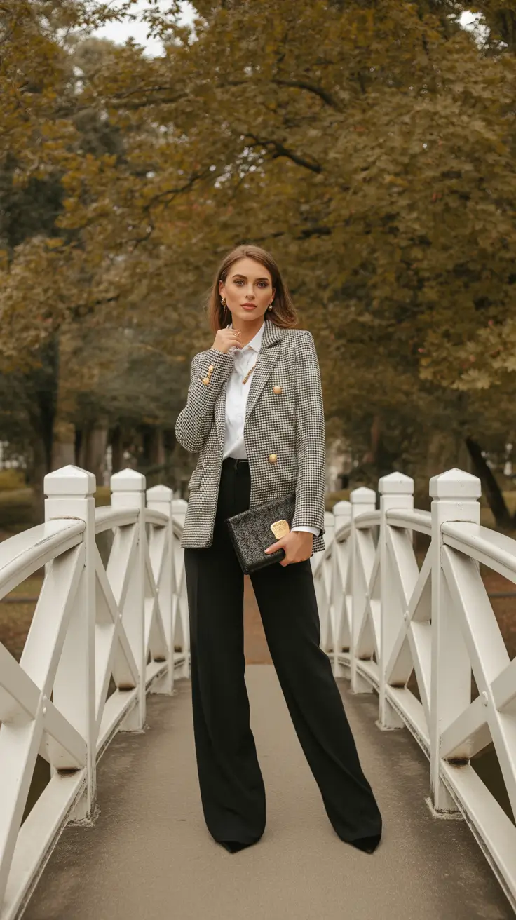 business casual outfits 2026 Classic Check Blazer A Fall Revival