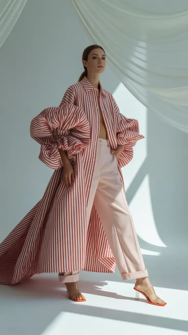 new york outfits 2026 Statement Stripes With Sculptural Sleeves