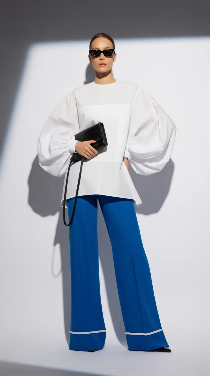 new york outfits 2026 Architectural White and Electric Blue