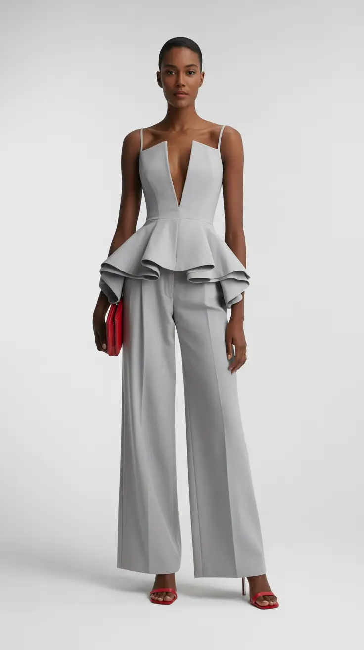 new york outfits 2026 Architectural Elegance In Silver Gray