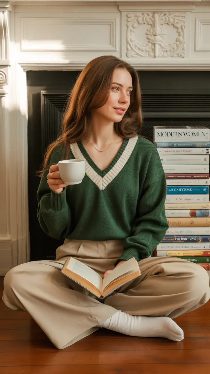 old money outfits 2026 The Cozy Scholar Look