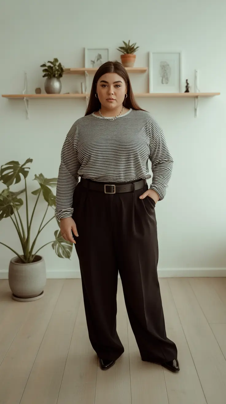 plus size outfits 2026 Stripes and Structure