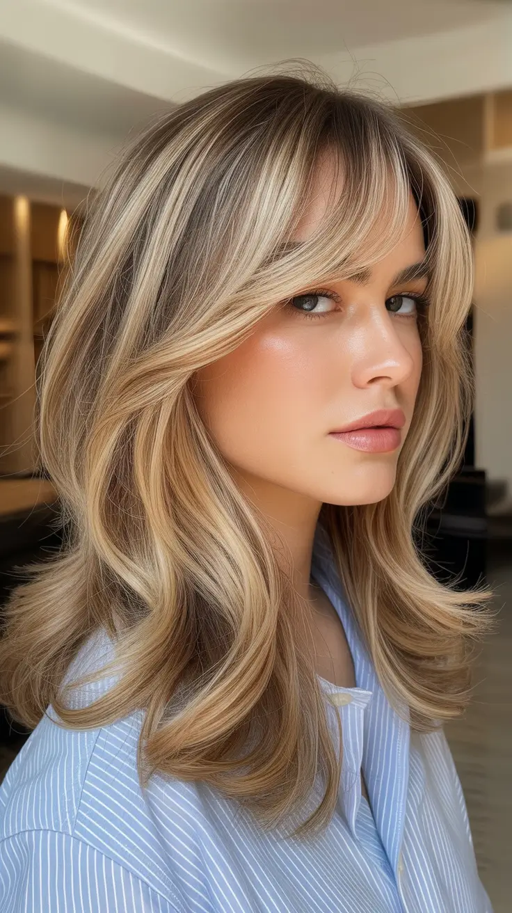 haircut 2026 Soft Volume Blowout with Honey Balayage