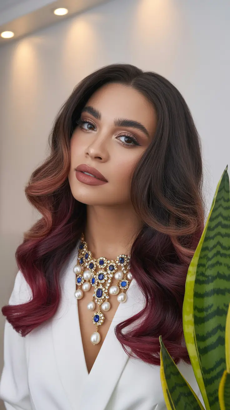 red hair colors 2026 ombre with burgundy ends