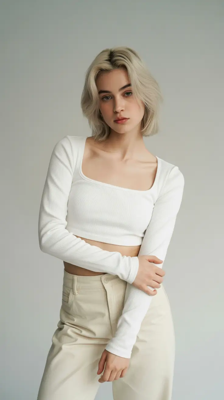 Slimming haircuts for round faces 2026 Soft Volume Blonde Crop