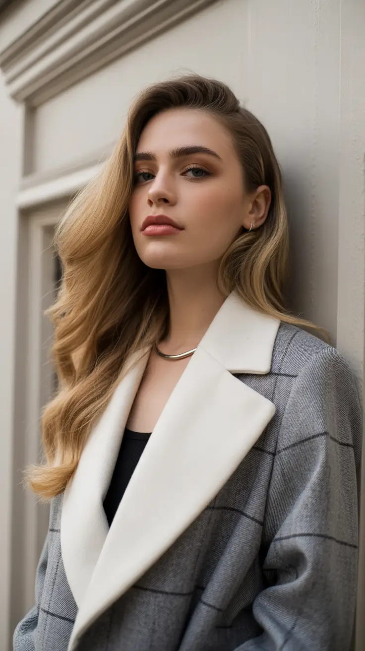 Slimming haircuts for round faces 2026 Side Swept Elegance with Long Layers