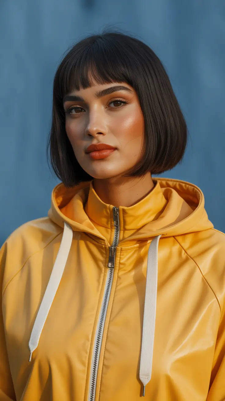 haircut for round face 2026 Polished Micro Bob with Soft Bangs