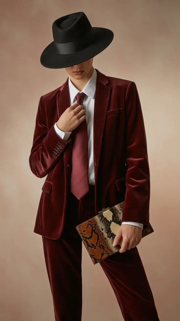 formal outfits for women 2026 Burgundy Velvet Presence