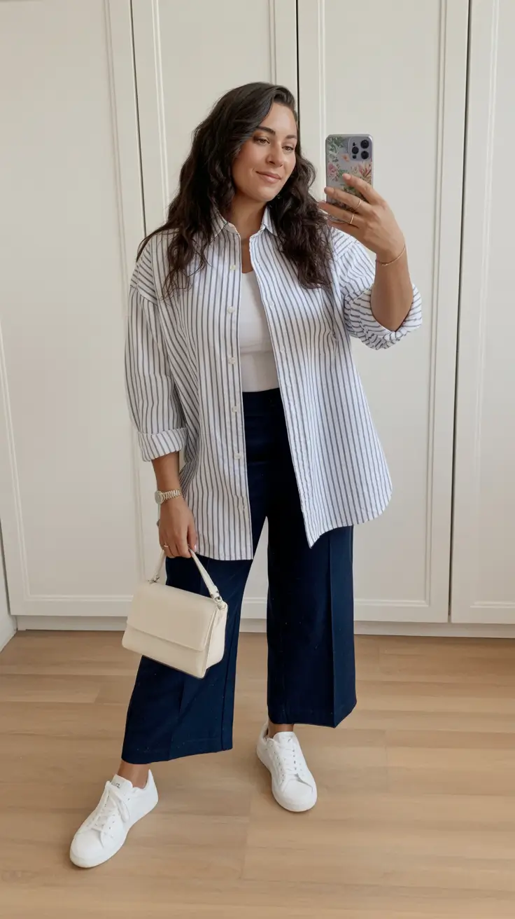 outfits midsize 2026 Striped Serenity for Everyday Ease