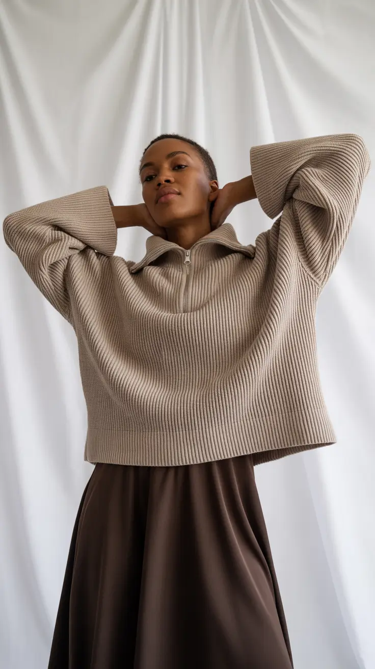 sweater outfits 2026 Soft Power in Beige