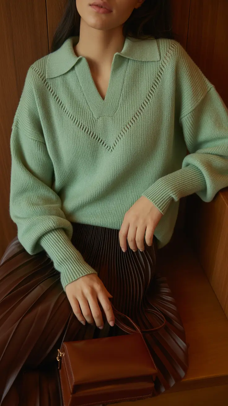 sweater outfits 2026 Mint Calmness with a Twist