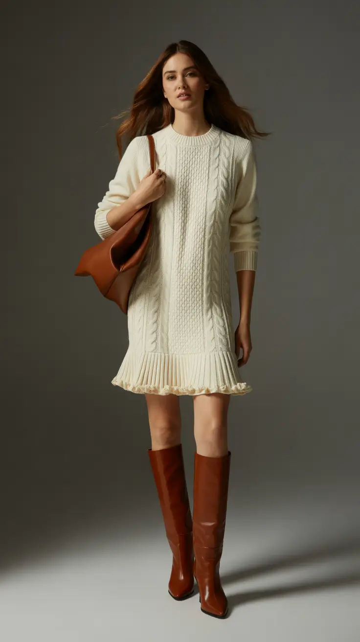 sweater outfits 2026 Cable Knit Ivory Grace