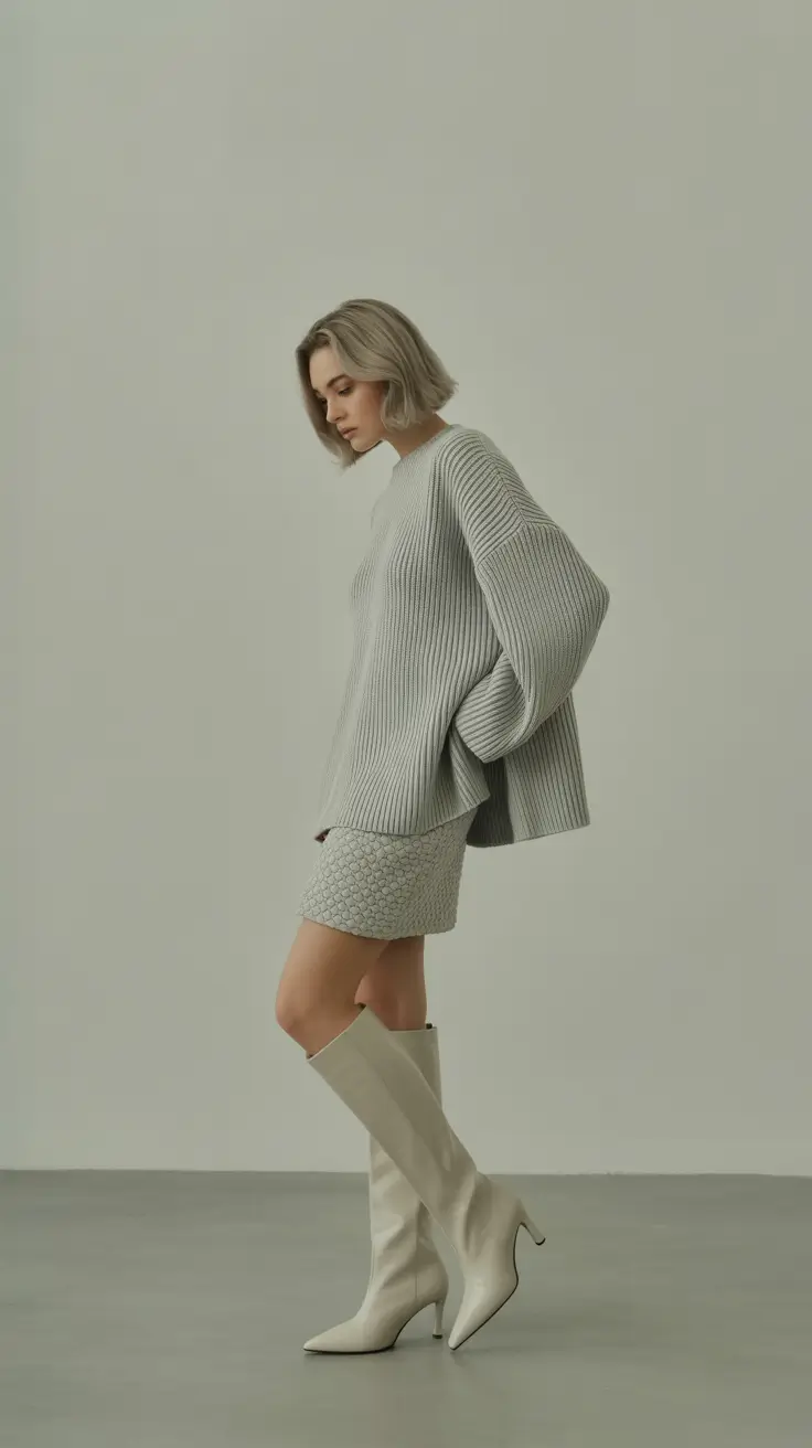sweater outfits 2026 Minimalist Gray Symmetry