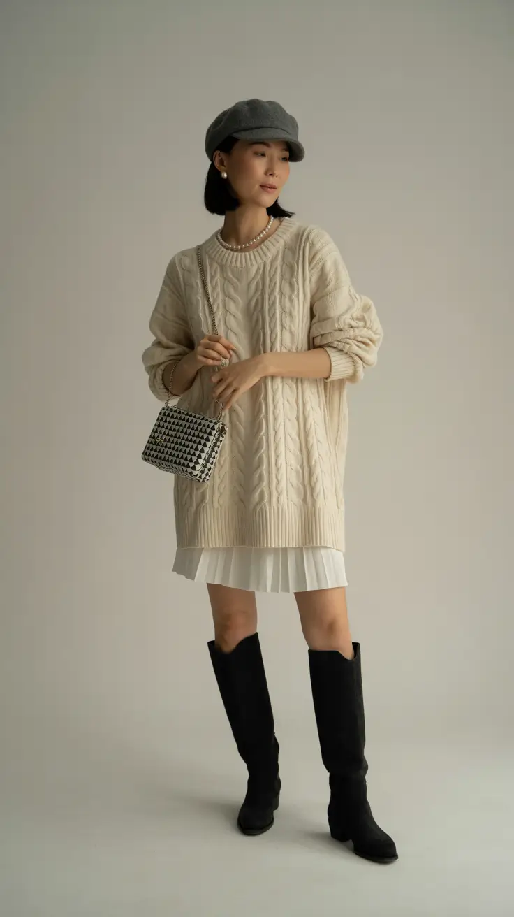 sweater outfits 2026 Parisian Cable Charm