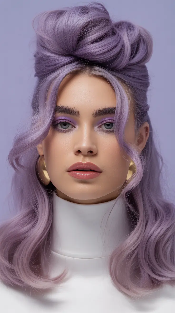 Hairstyles ideas 2026 Lavender Half-Up, Half-Down Style