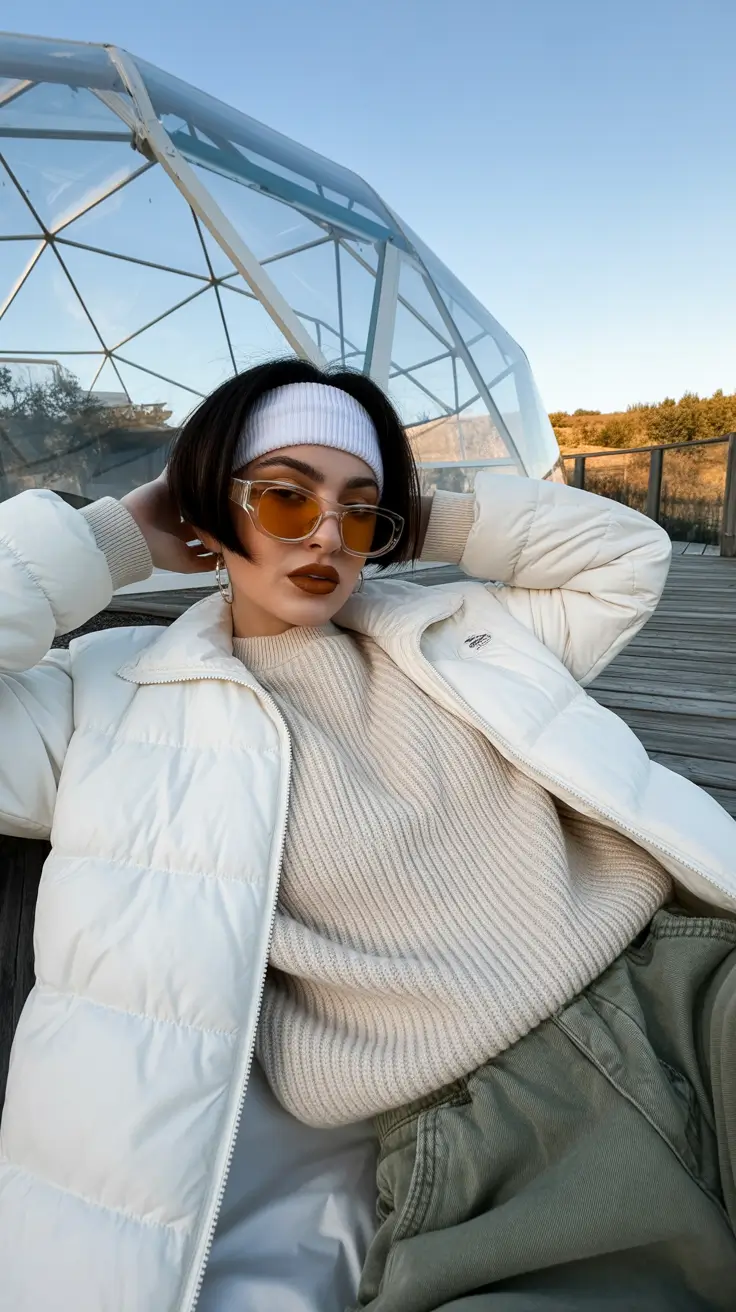 Hairstyles ideas 2026 Chic Bob with Headband and Bold Sunglasses