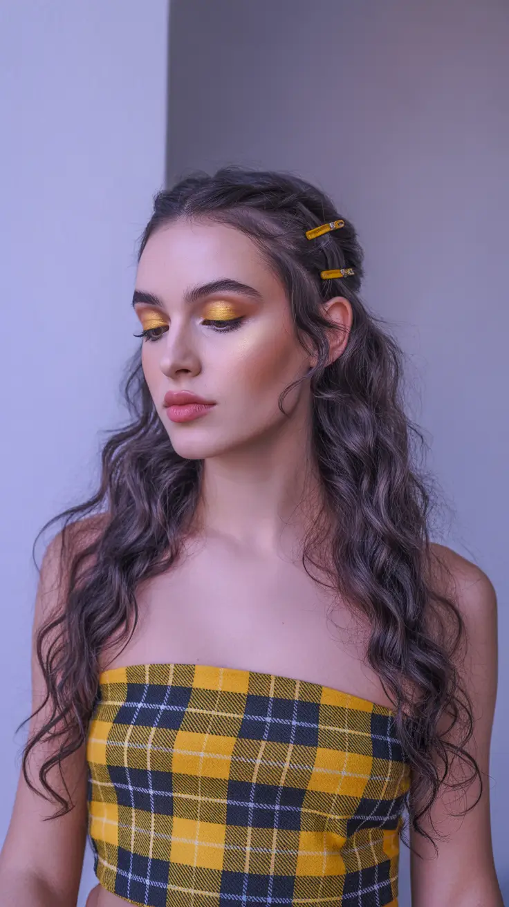 cute hairstyle 2026 Half Up with Playful Pins