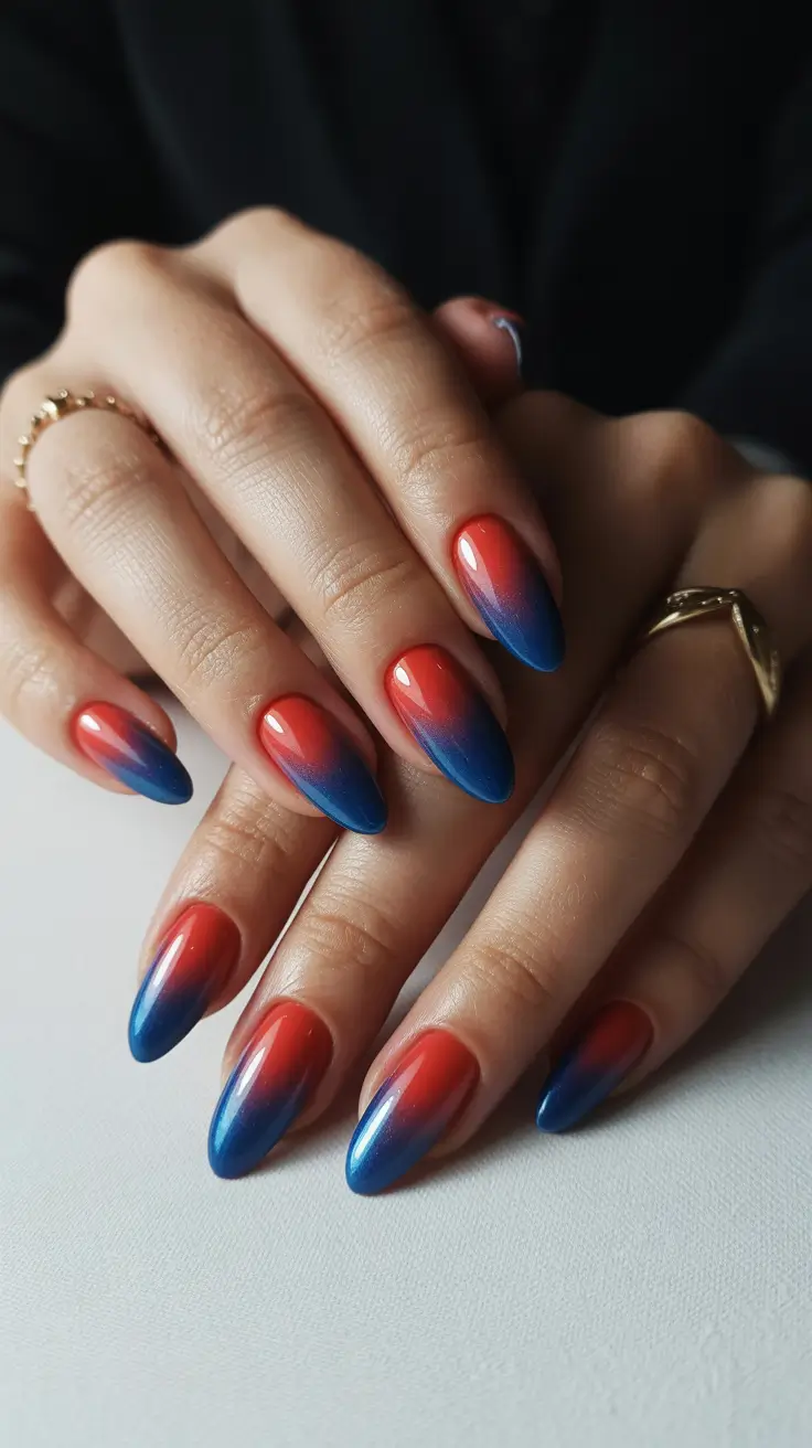Best Gel Nails 2026 Red Blue Ombre Gel Nails