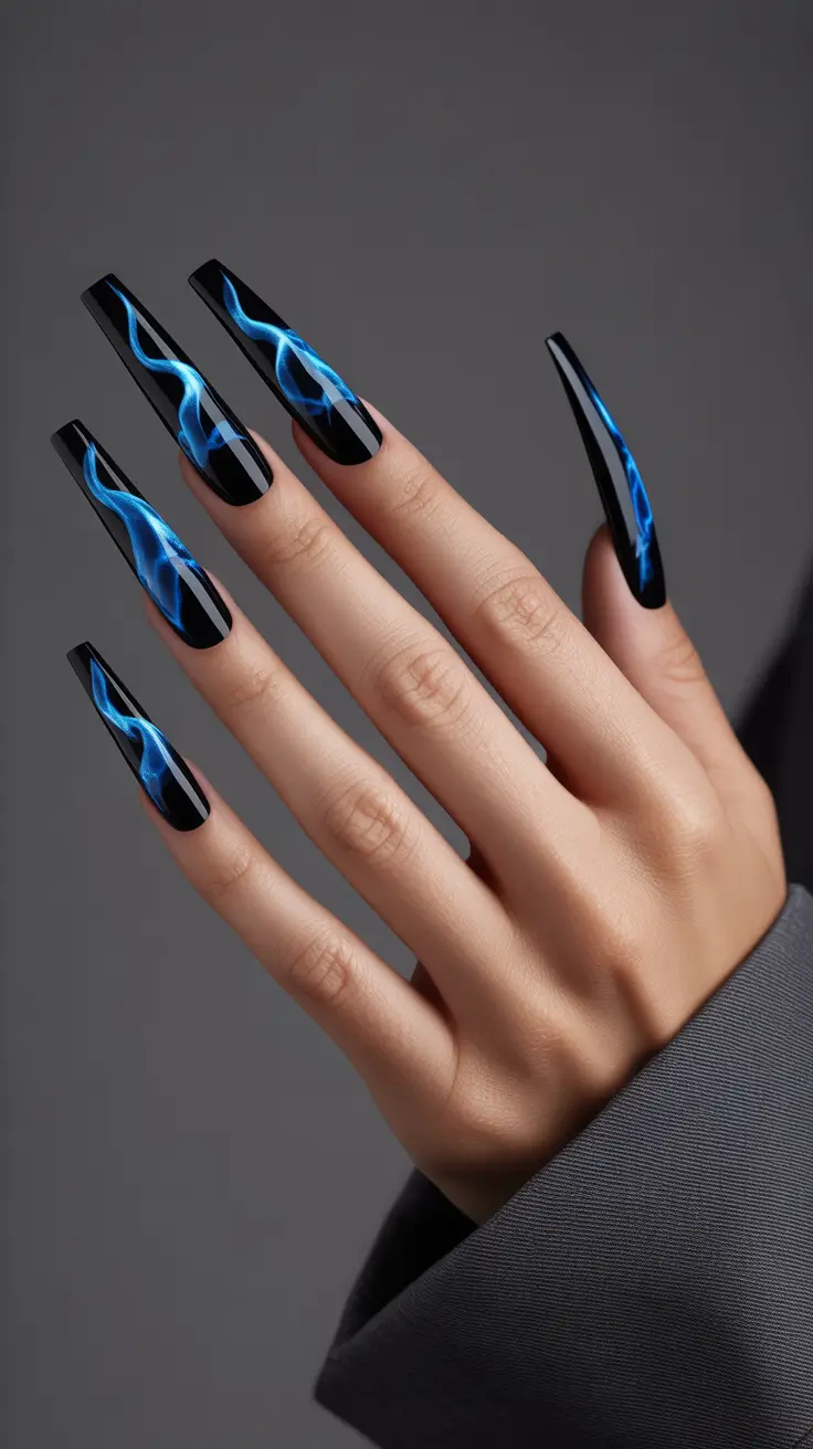 Best Gel Nails 2026 Black Blue Art