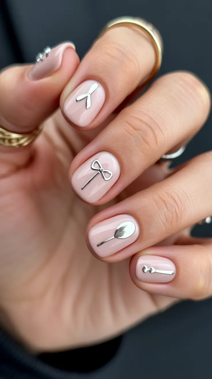 Birthday Nail Designs 2026 Soft Pink Minimal Silver