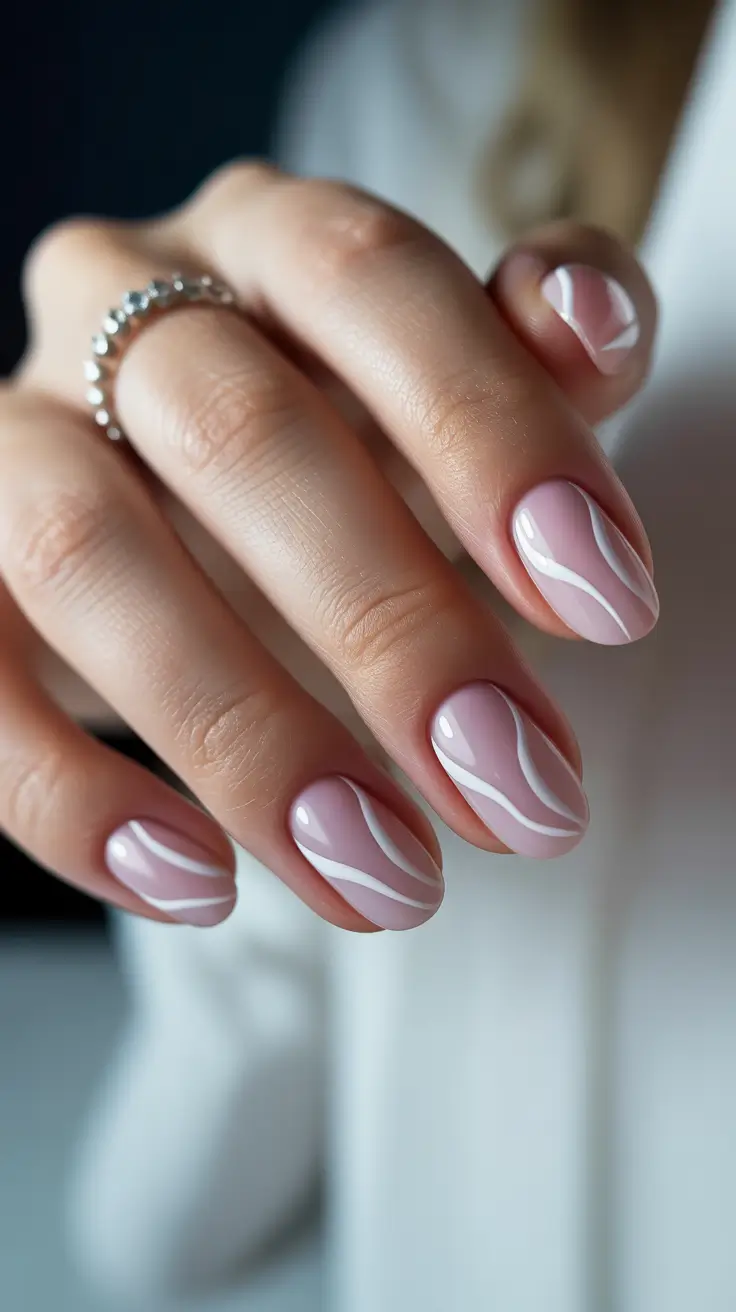 Birthday Nail Designs 2026 Abstract Line Art Pink Nails