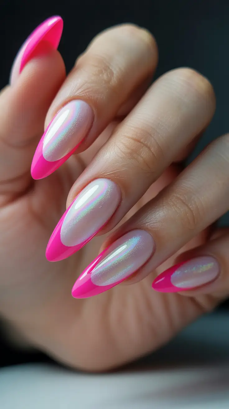 Birthday Nail Designs 2026 Hot Pink Chrome French