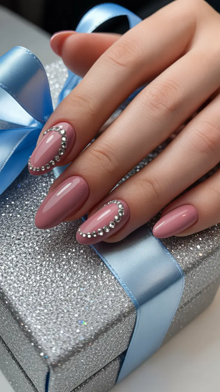 Birthday Nail Designs 2026 Pink Nails with Rhinestones