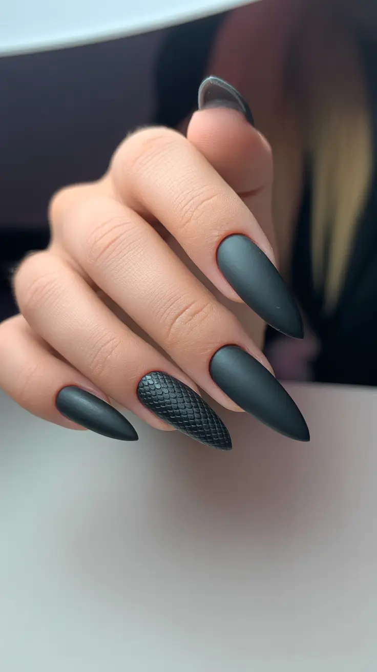 Black Nail Designs 2026 Matte Black Texture