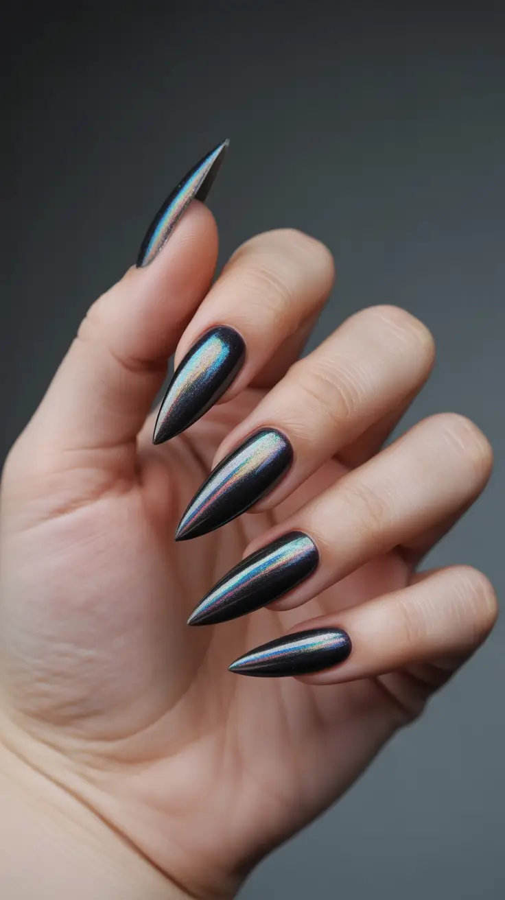 Black Nail Designs 2026 Chrome Black