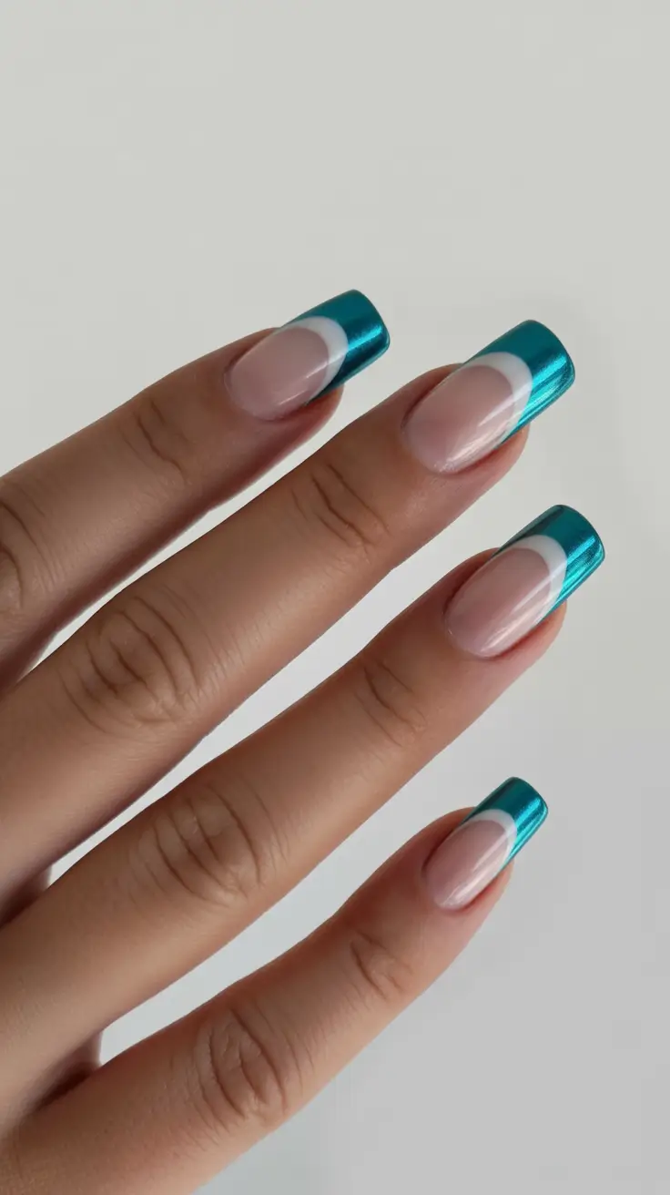 Blue Nails Inspiration 2026 Teal French