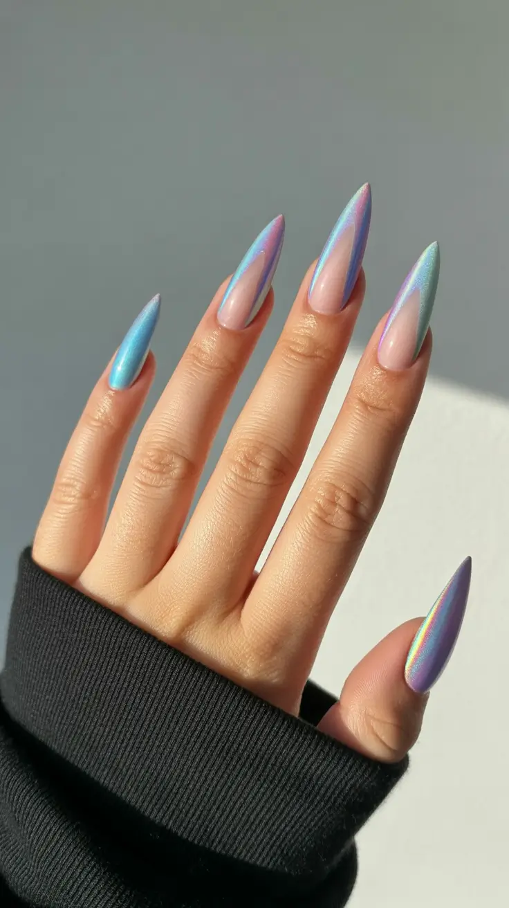 Blue Nails Inspiration 2026 Iridescent Pastel Chrome