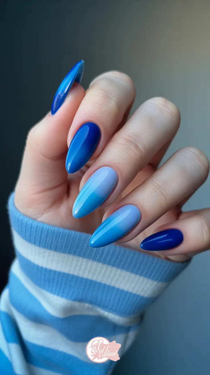 Blue Nails Inspiration 2026 Sky Blue Ombre Nails