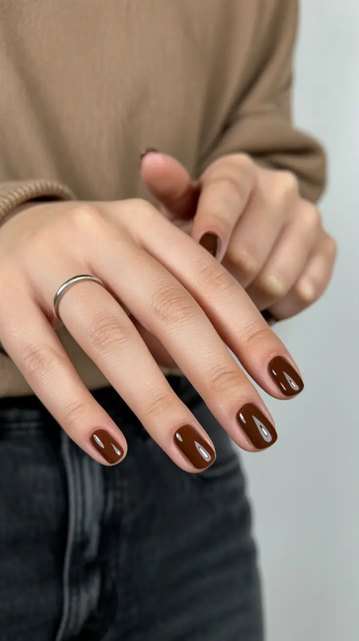 Brown Nails Inspiration 2026 Short Glossy Brown