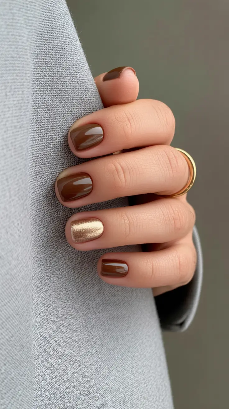 Brown Nails Inspiration 2026 Mocha Gold