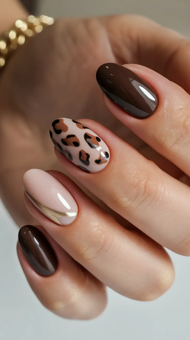 Brown Nails Inspiration 2026 Leopard Design