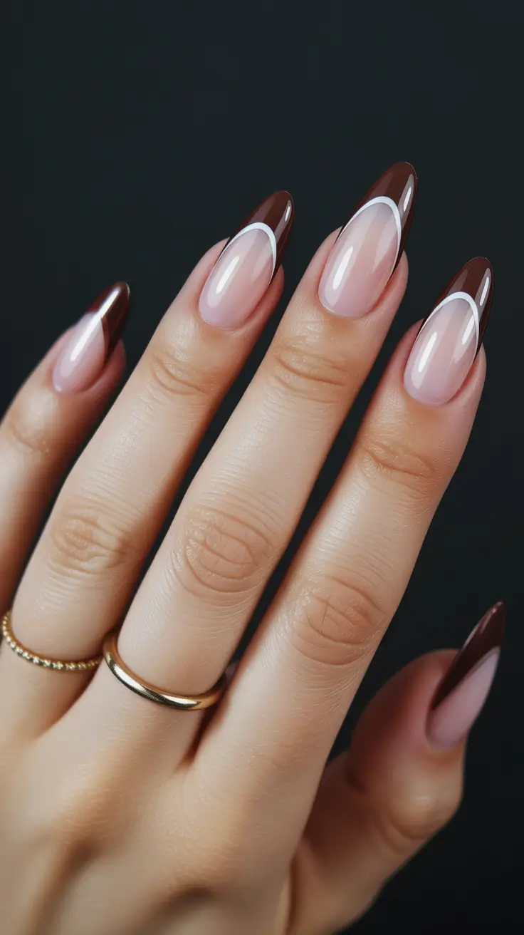 Brown Nails Inspiration 2026 Pink Brown French