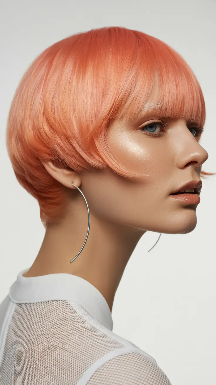 Choppy Bob Haircuts 2026 Peach Gloss Edgy Short Bob
